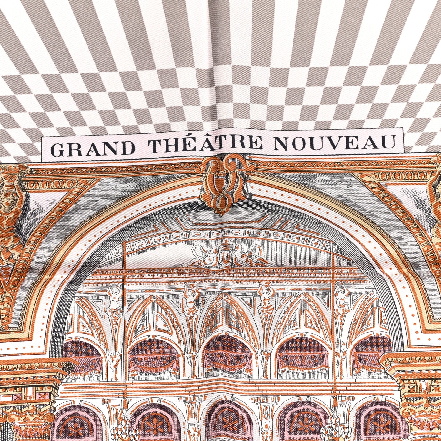 Hermes Silk Grand Theatre Nouveau Scarf 90 Rose Pale Etoupe 4 of 7