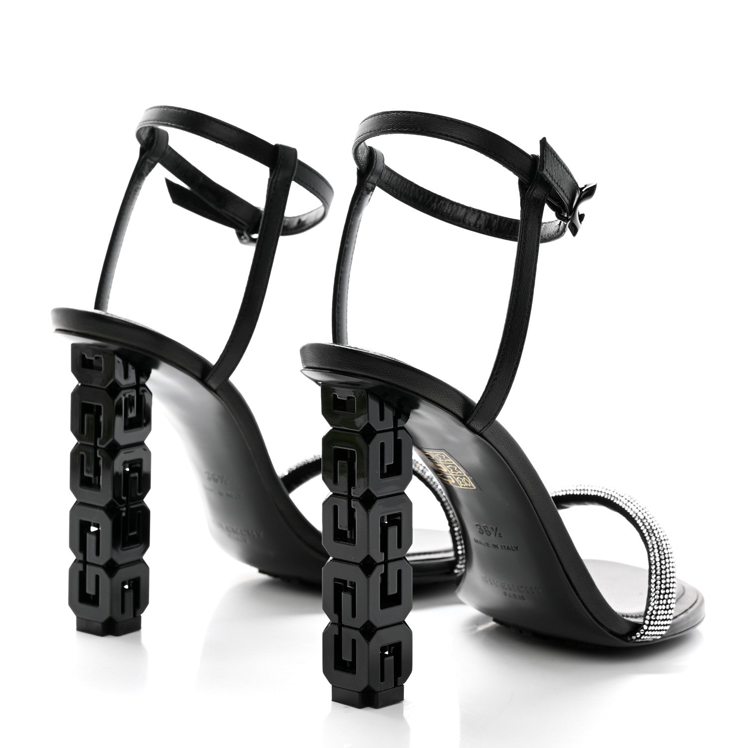 Givenchy Smooth Nappa Crystal G Cube 105mm Sandals 38.5 Black Silvery 4 of 8