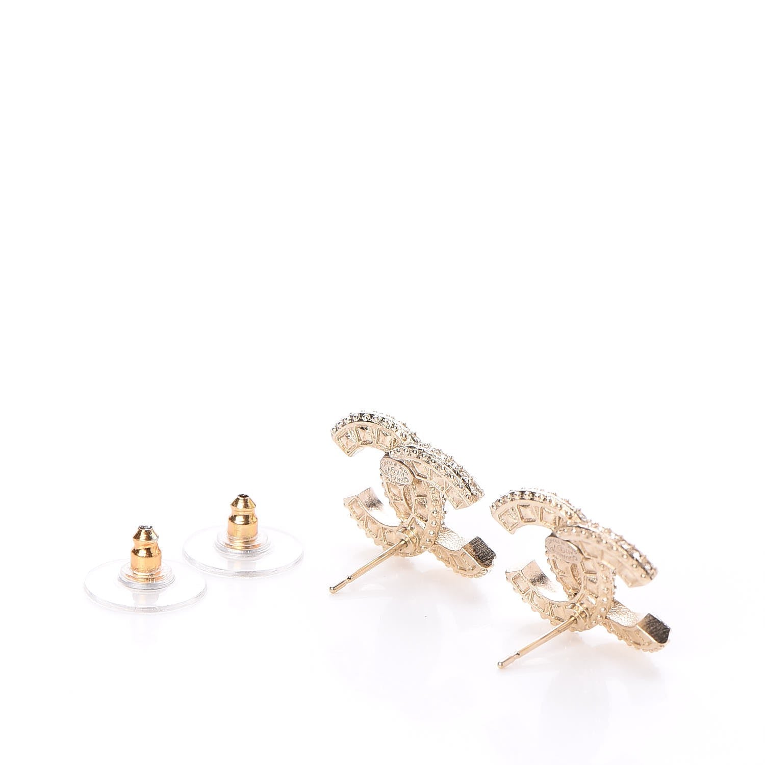 Chanel Crystal CC Earrings Gold 3 of 5