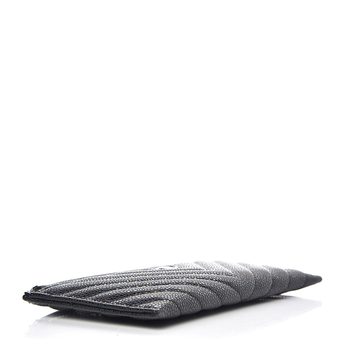Caviar Chevron Quilted Zip Pouch Black
