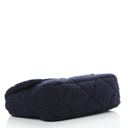 Chanel Tweed Quilted Large 19 Flap Navy Blue 4 of 11