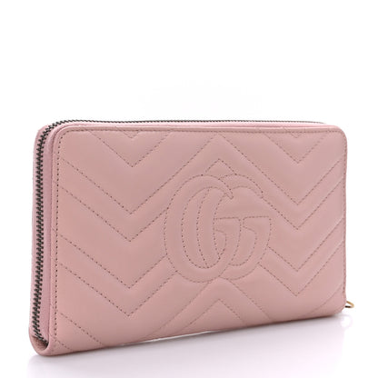 Gucci Calfskin Matelasse GG Marmont Zip Around Organizer Wallet Perfect Pink 3 of 7