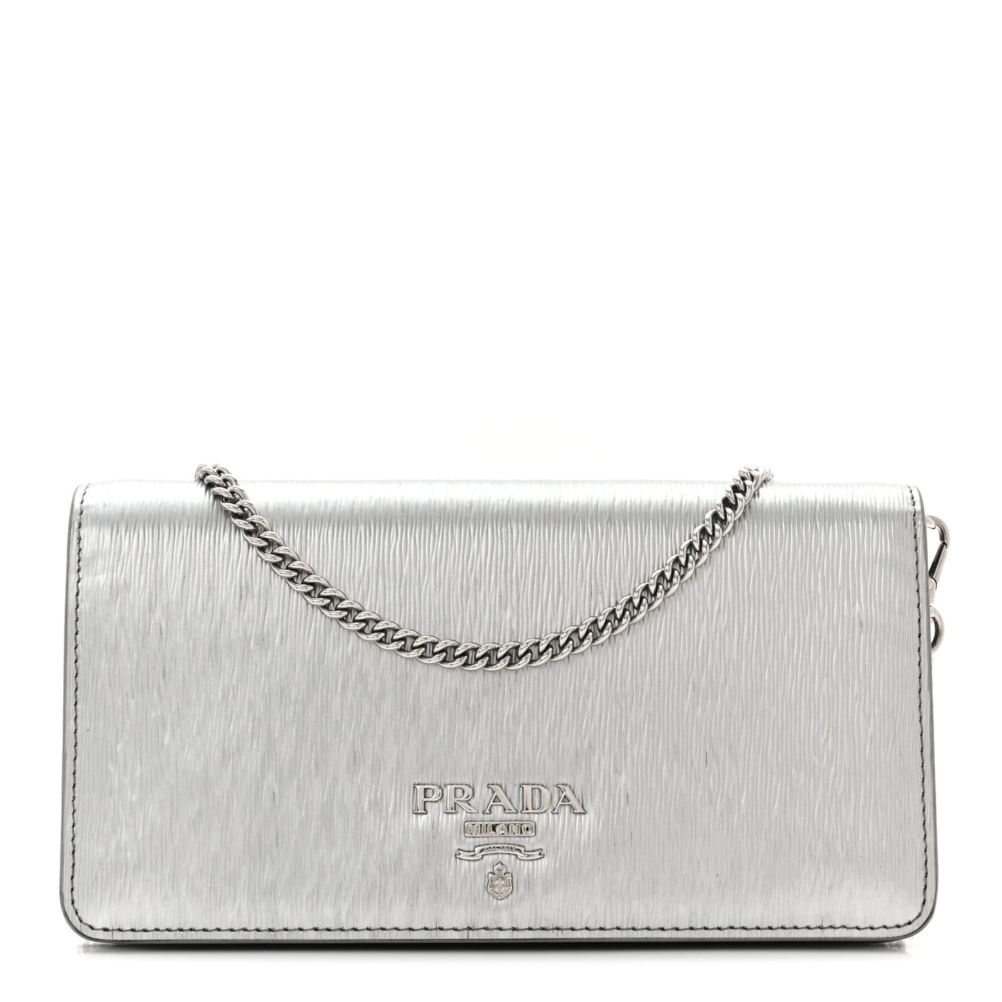 Metallic Vitello Move Oro Chain Wallet Cromo