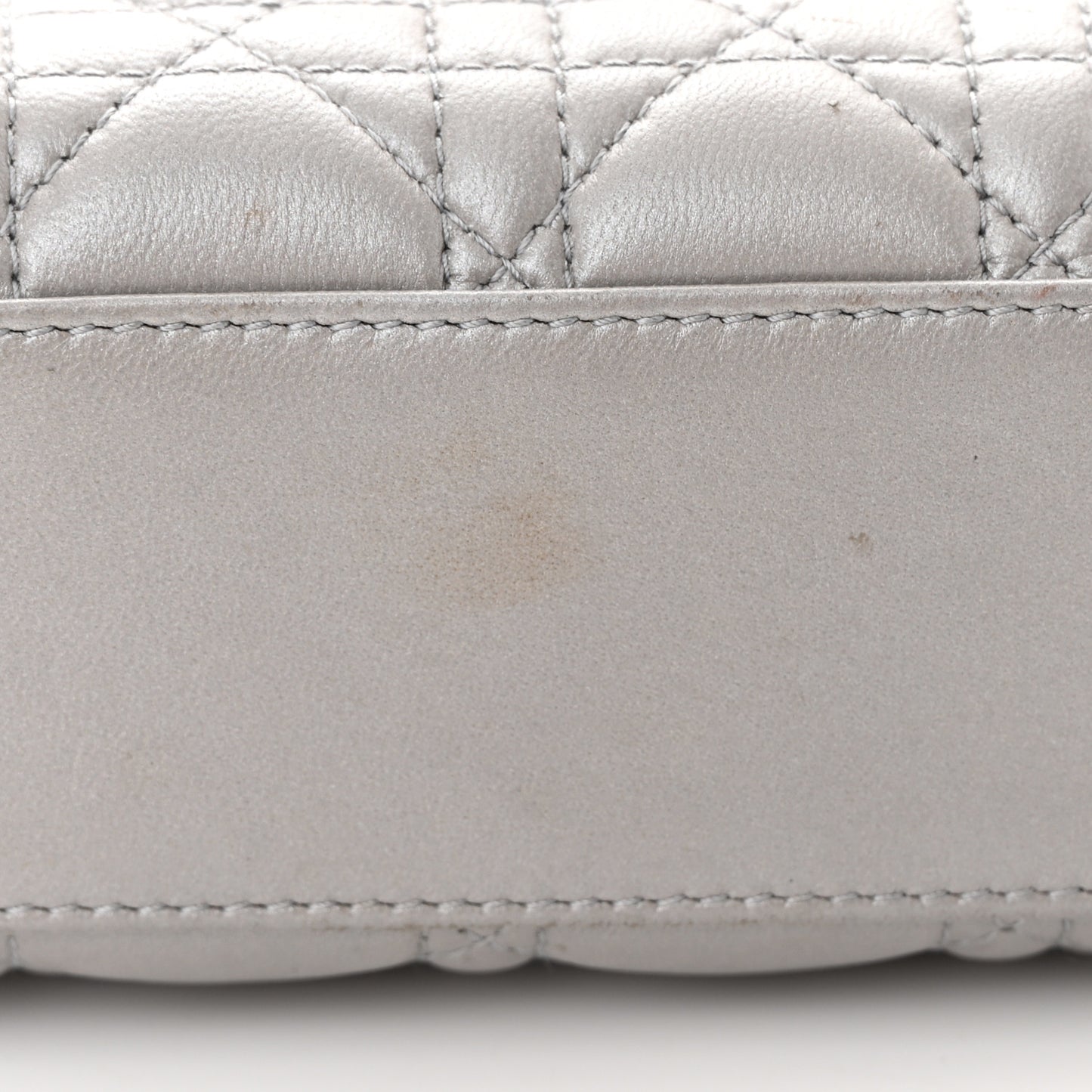 Metallic Lambskin Cannage Mini Lady Dior Grey