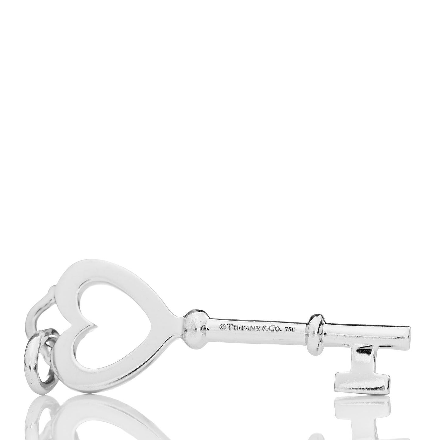 18K White Gold Diamond Mini Heart Key Charm Pendant