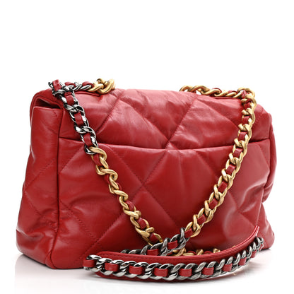 Chanel Goatskin Quilted Large Chanel 19 Flap Red 3 of 10