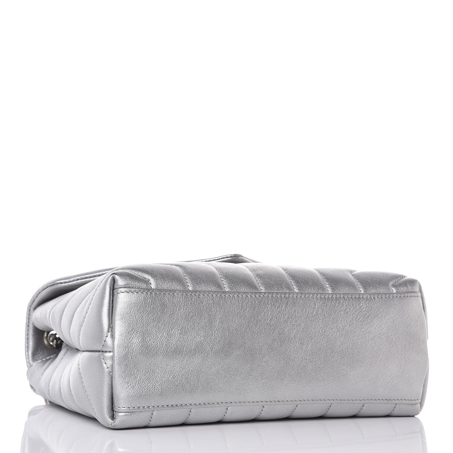 Saint Laurent Calfskin Y Quilted Monogram Small Loulou Chain Satchel Silver 4 of 14