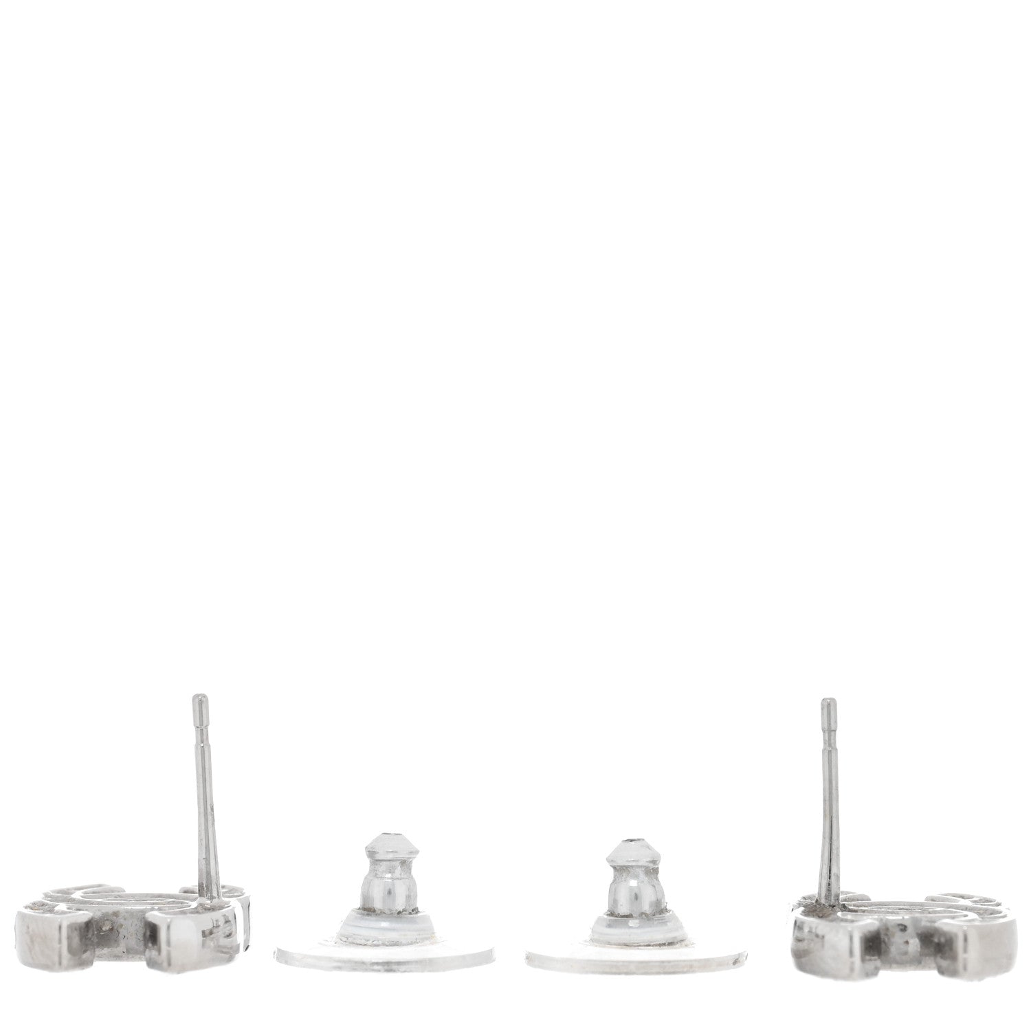 Chanel Baguette Crystal CC Earrings Silver Grey 3 of 4
