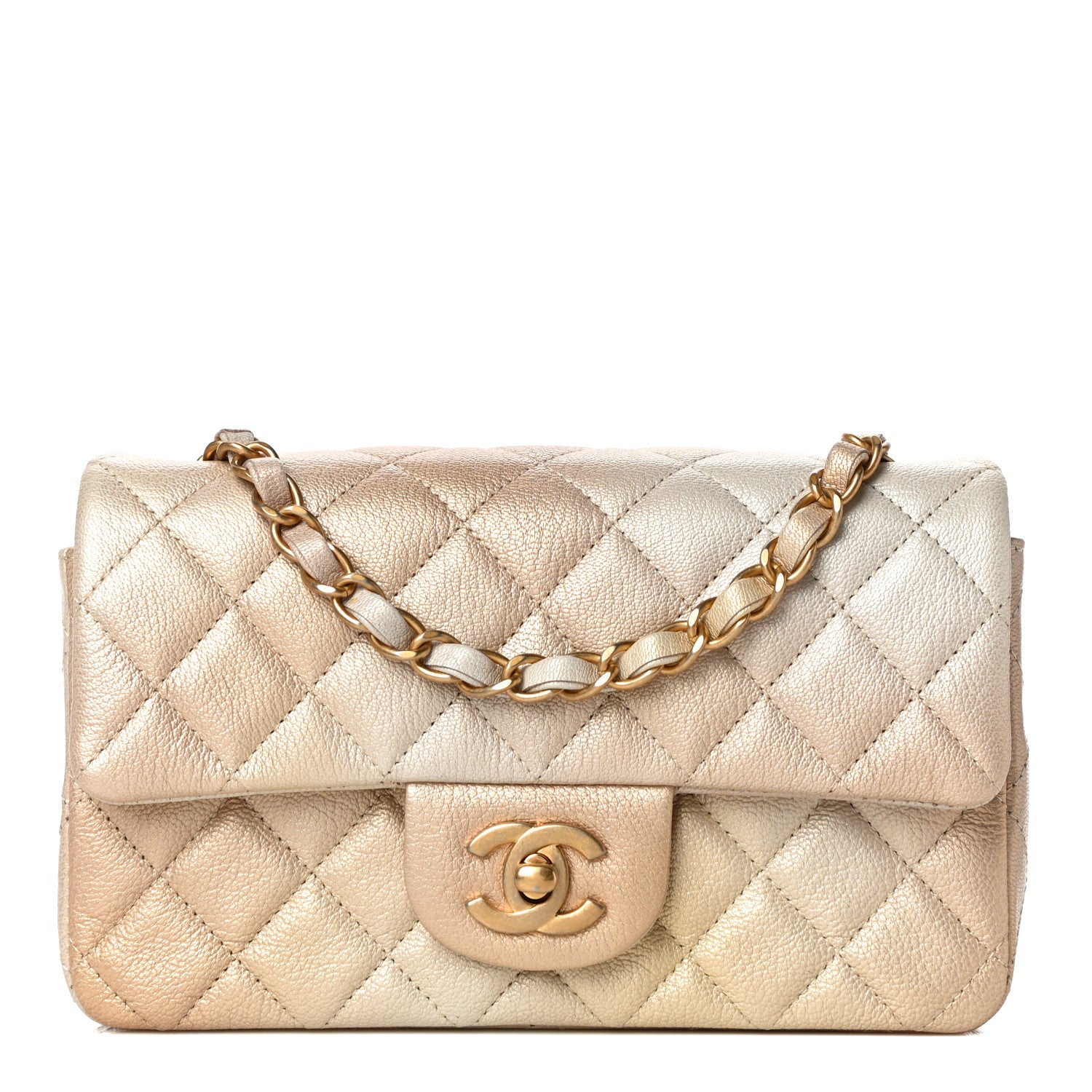 Chanel Metallic Goatskin Quilted Mini Rectangular Flap Gold 1 of 10
