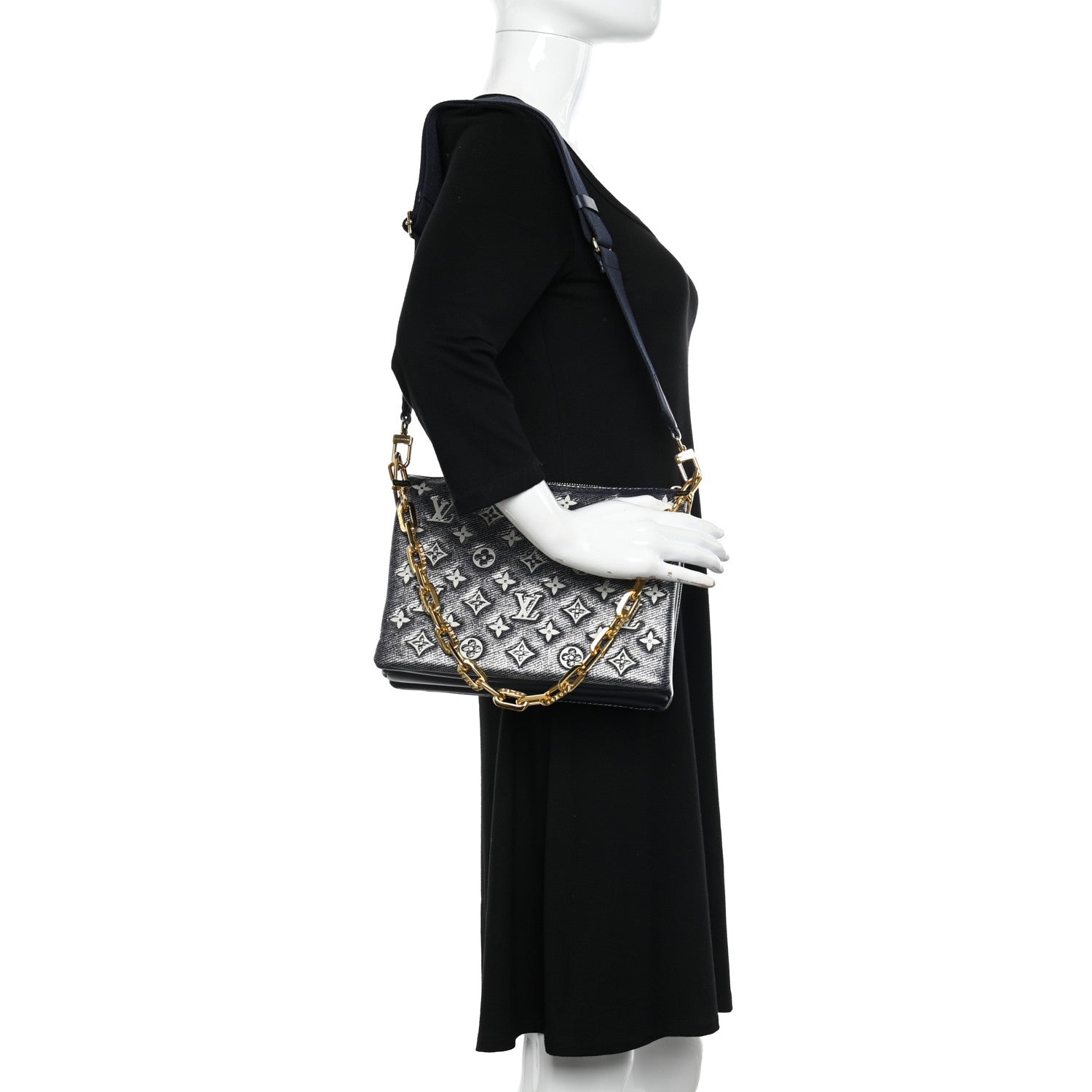 Louis Vuitton Lambskin Printed Monoglam Coussin PM Blue 2 of 11