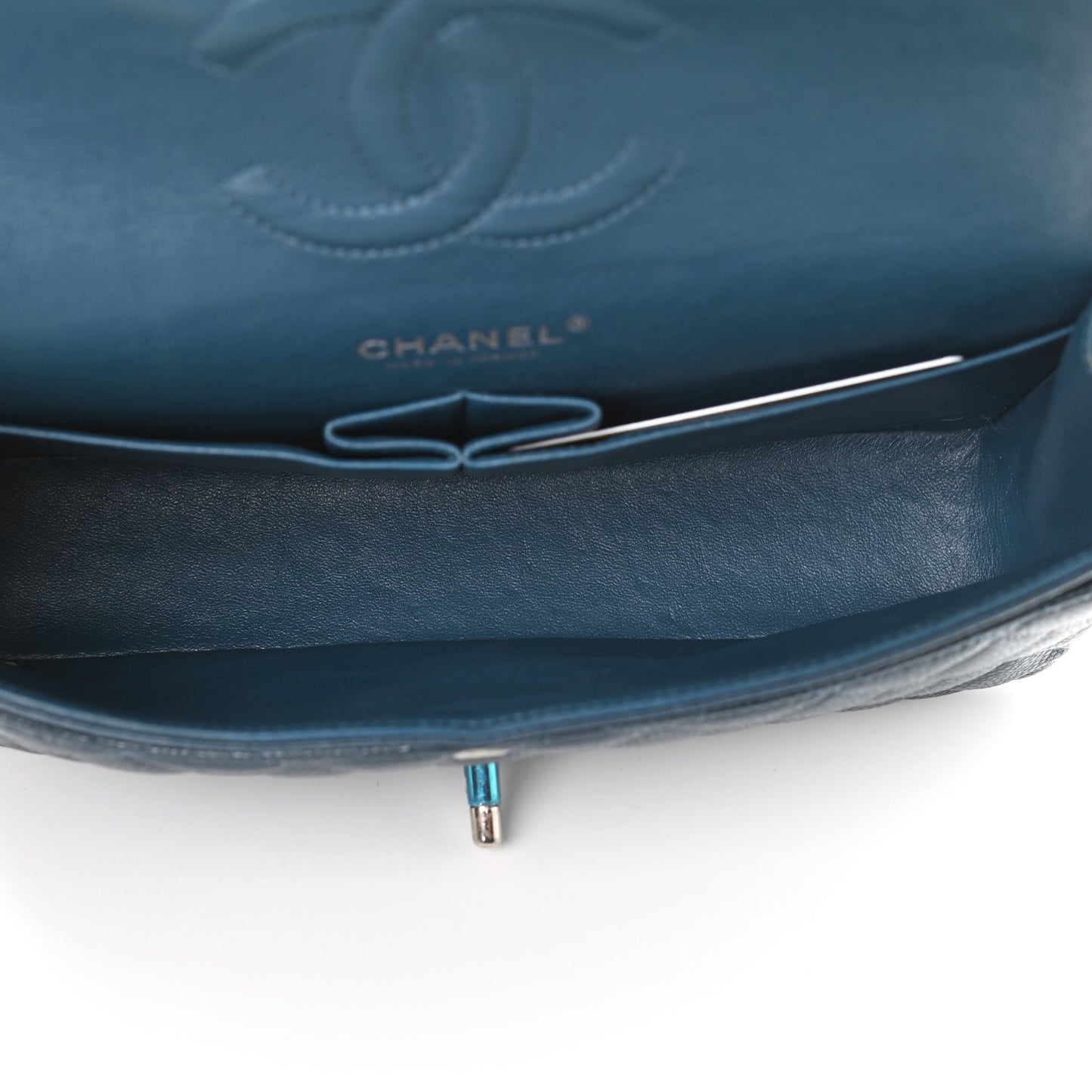 Caviar Quilted Medium Double Flap Navy