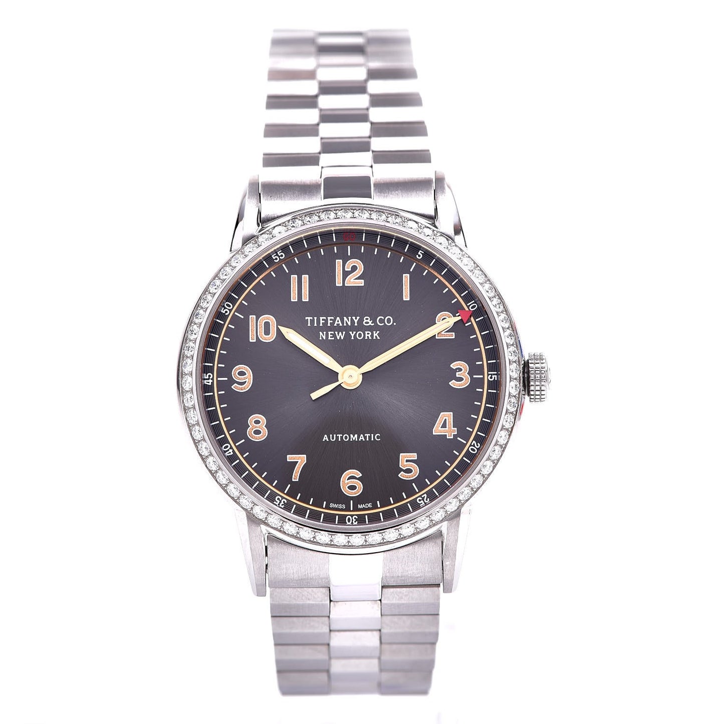 Stainless Steel Diamond Bezel 34mm CT60 3-Hand Automatic Watch Grey