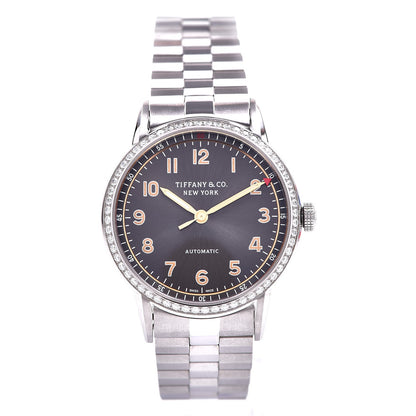 Tiffany Stainless Steel Diamond Bezel 34mm CT60 3-Hand Automatic Watch Grey 1 of 7