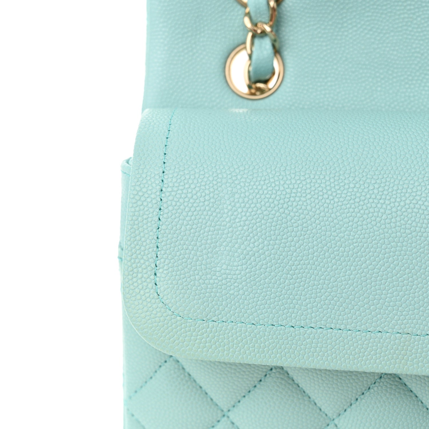 Chanel Caviar Quilted Medium Double Flap Light Blue 11 of 12