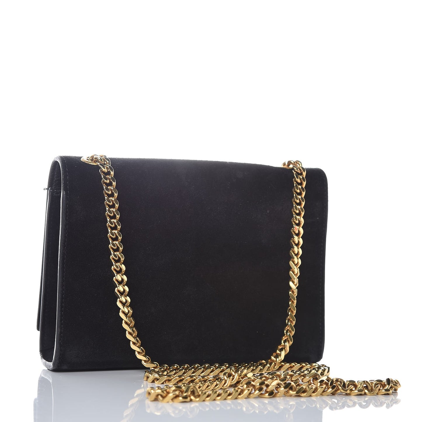 Suede Small Classic Monogram Kate Tassel Satchel Black