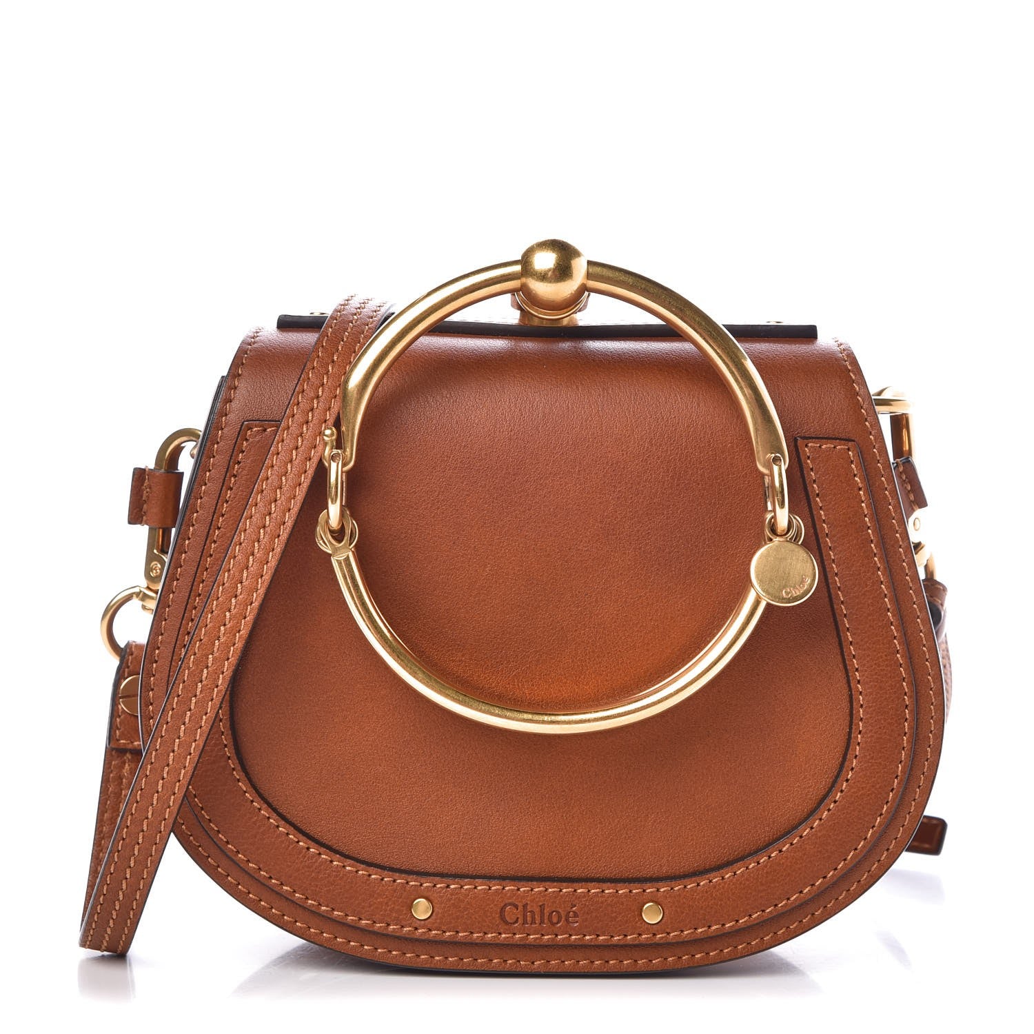 Chloe Calfskin Suede Small Nile Bracelet Bag Caramel 1 of 7