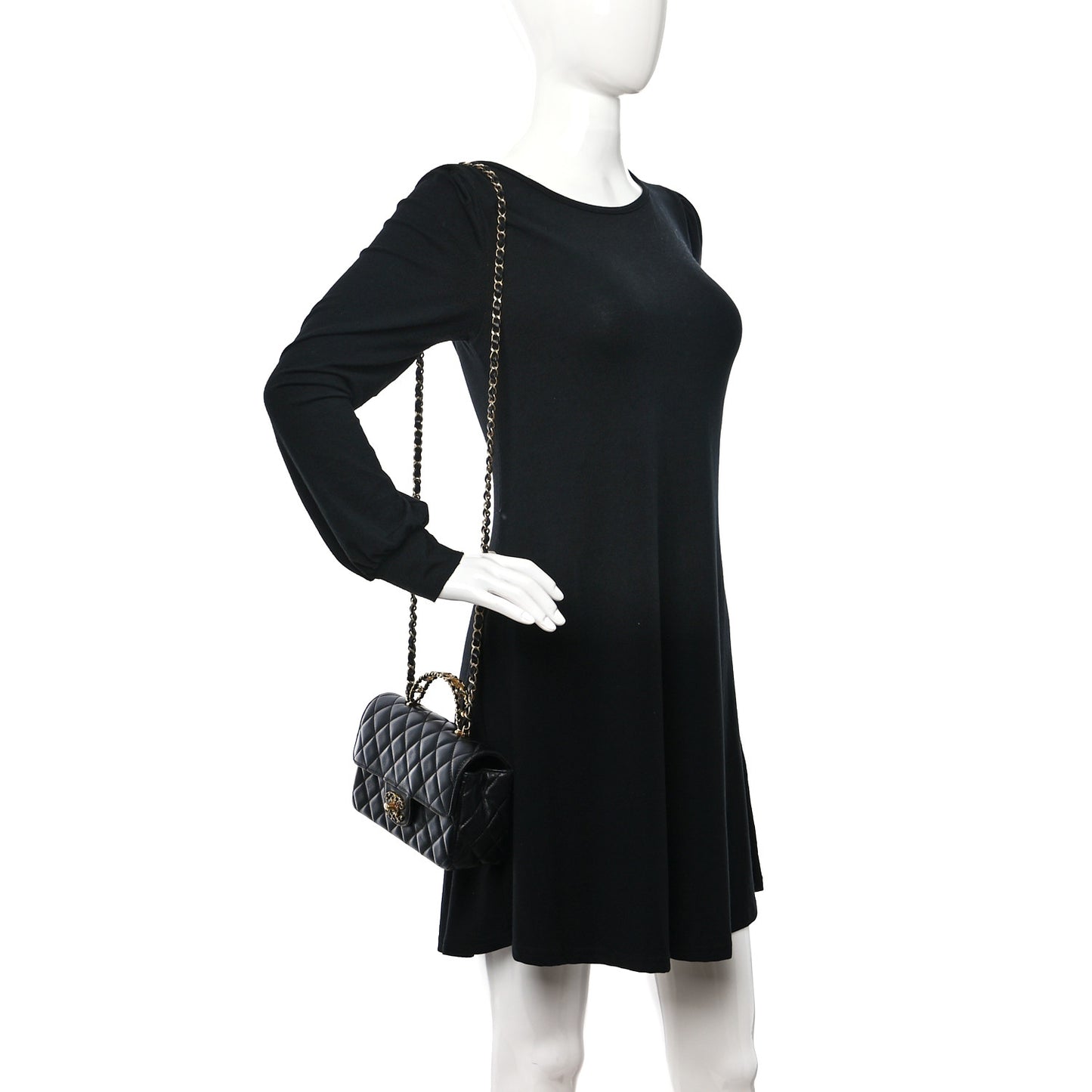 Lambskin Quilted Mini Strass On Top Flap Black