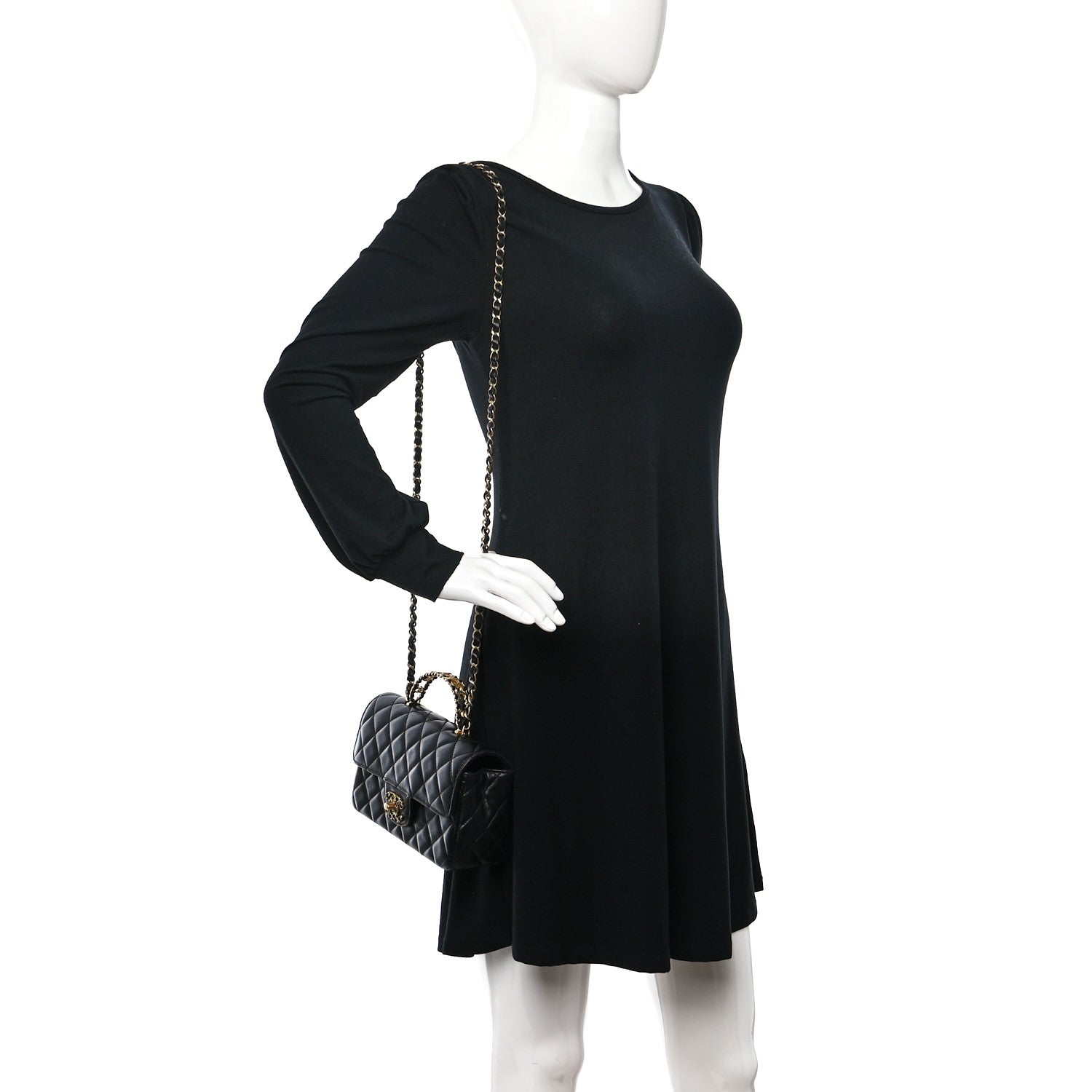 Chanel Lambskin Quilted Mini Strass On Top Flap Black 2 of 12