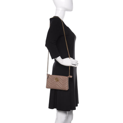Gucci Calfskin Matelasse Mini GG Marmont Chain Bag Porcelain Rose 2 of 10