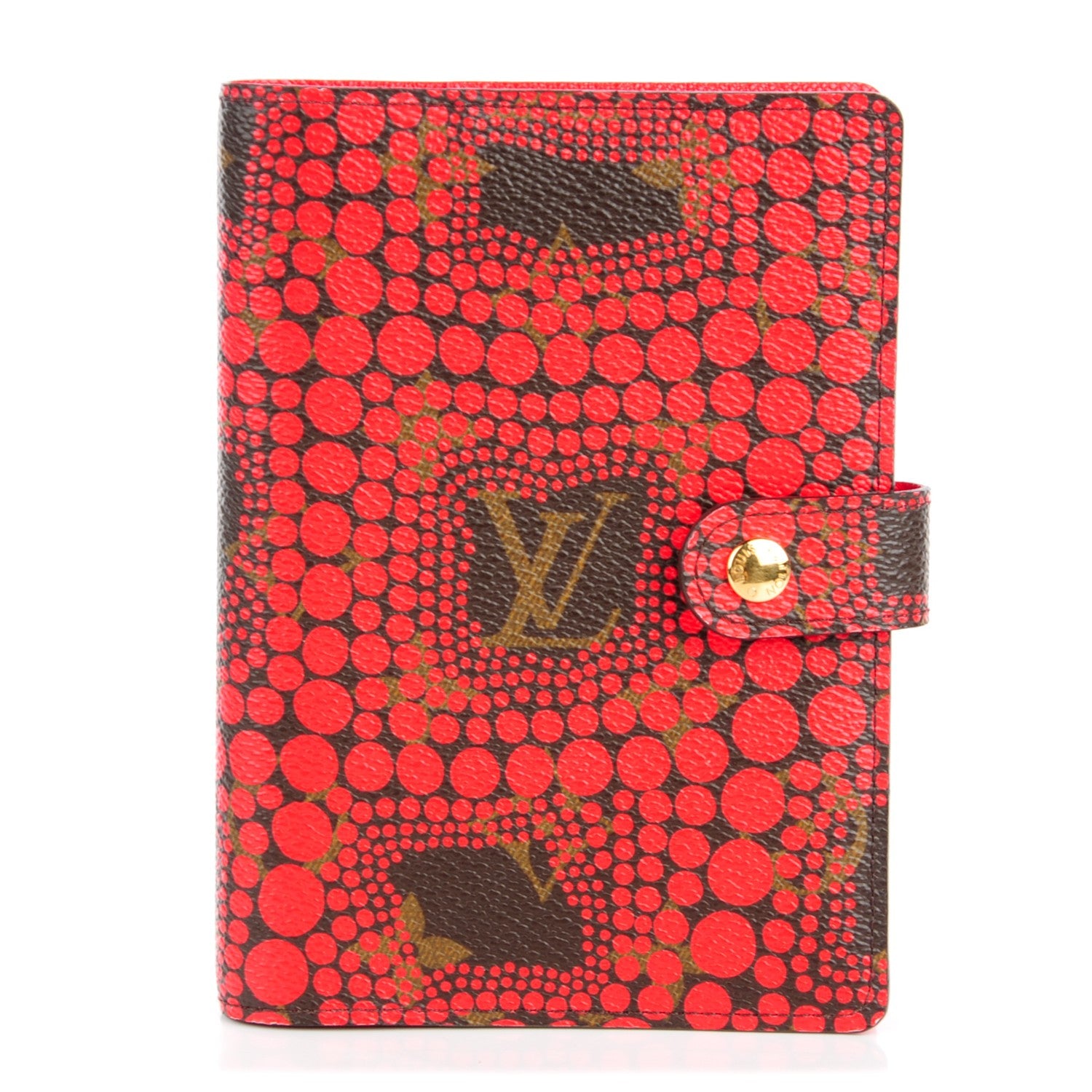 Louis Vuitton Monogram Kusama Town Small Ring Agenda Cover Red 1 of 7