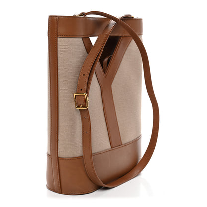 Saint Laurent Smooth Calfskin Canvas Y Small Bucket Bag White Camel 4 of 12