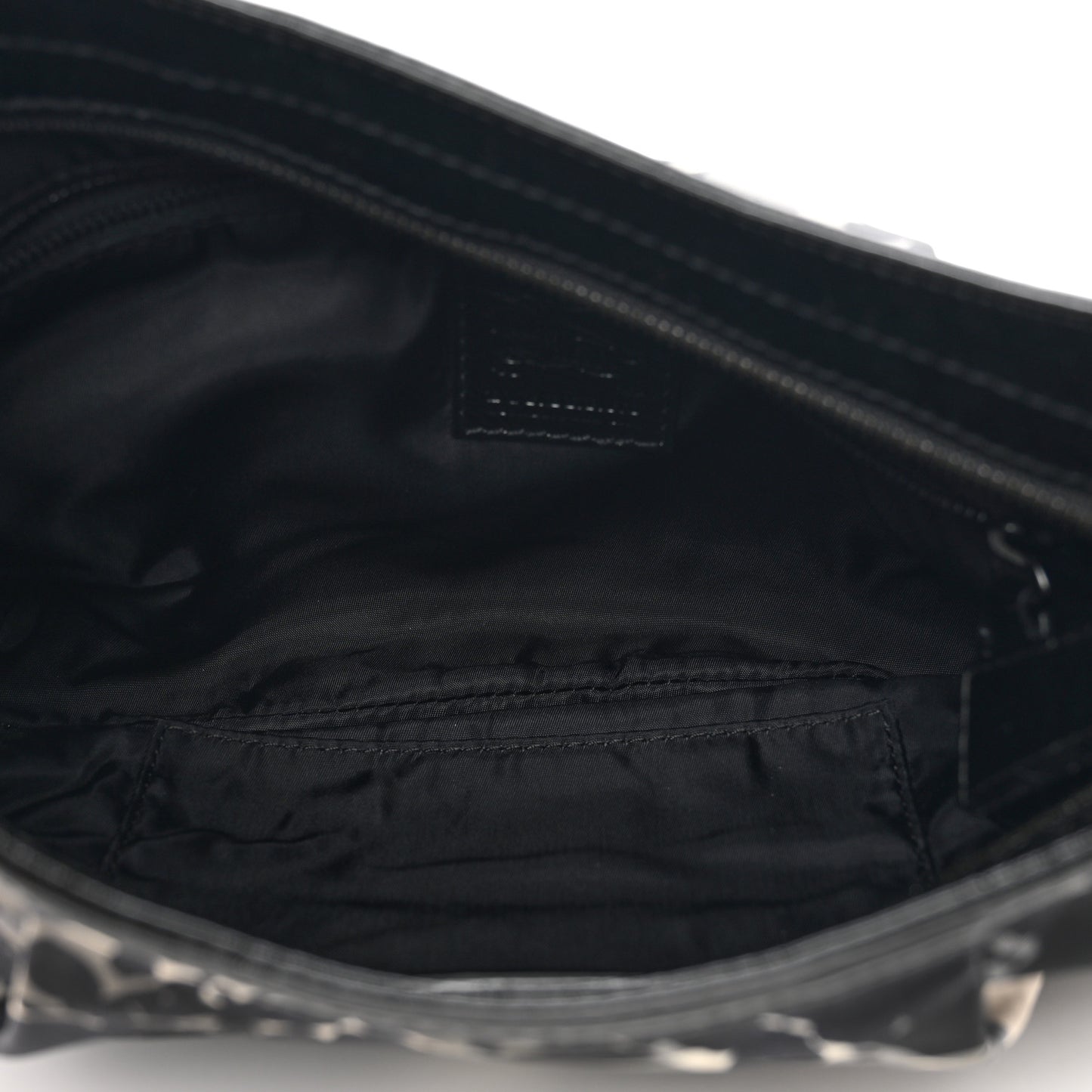 Patent Nylon Beat Check Floral Print Hobo Black
