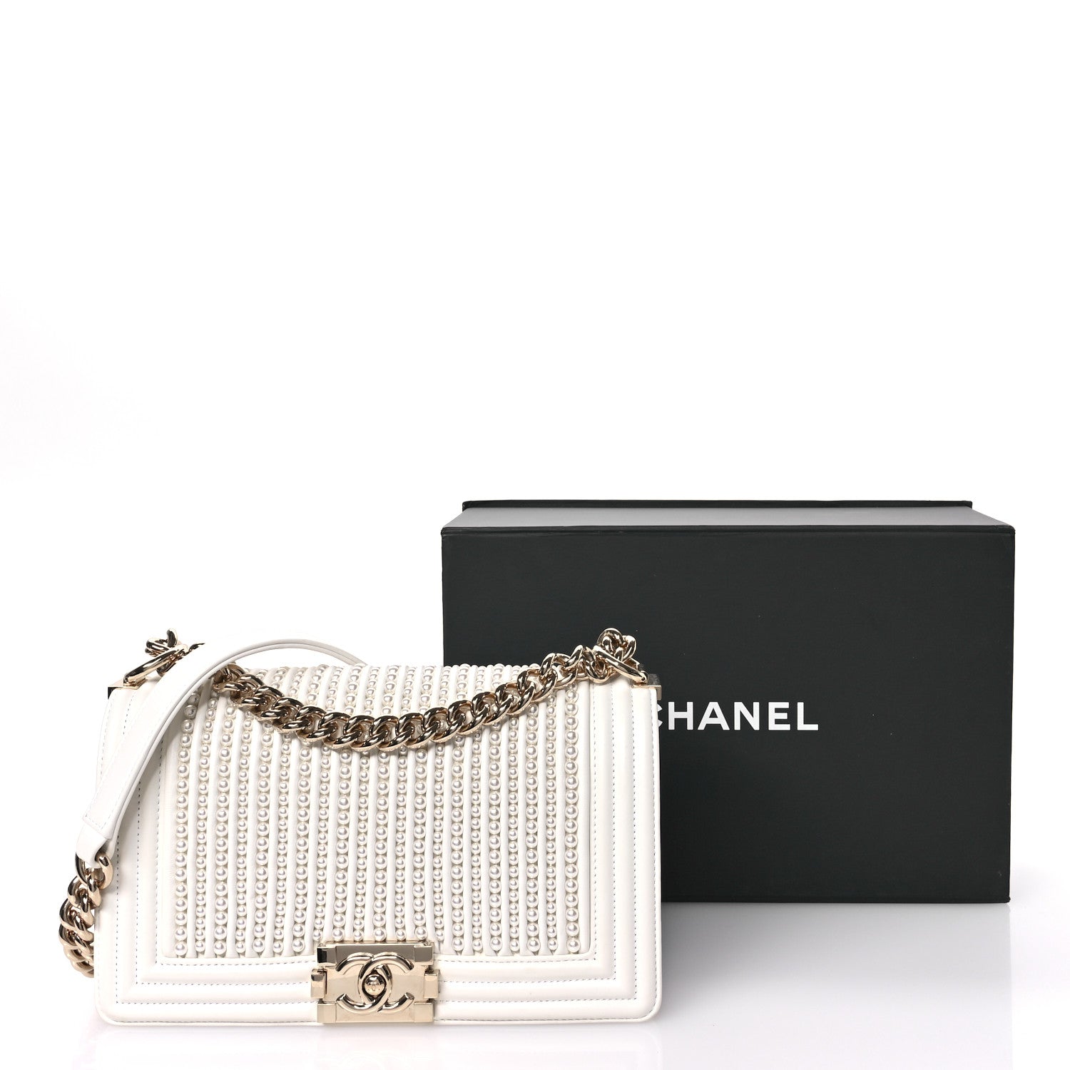 Chanel Calfskin Pearl Medium Boy Flap White 11 of 11