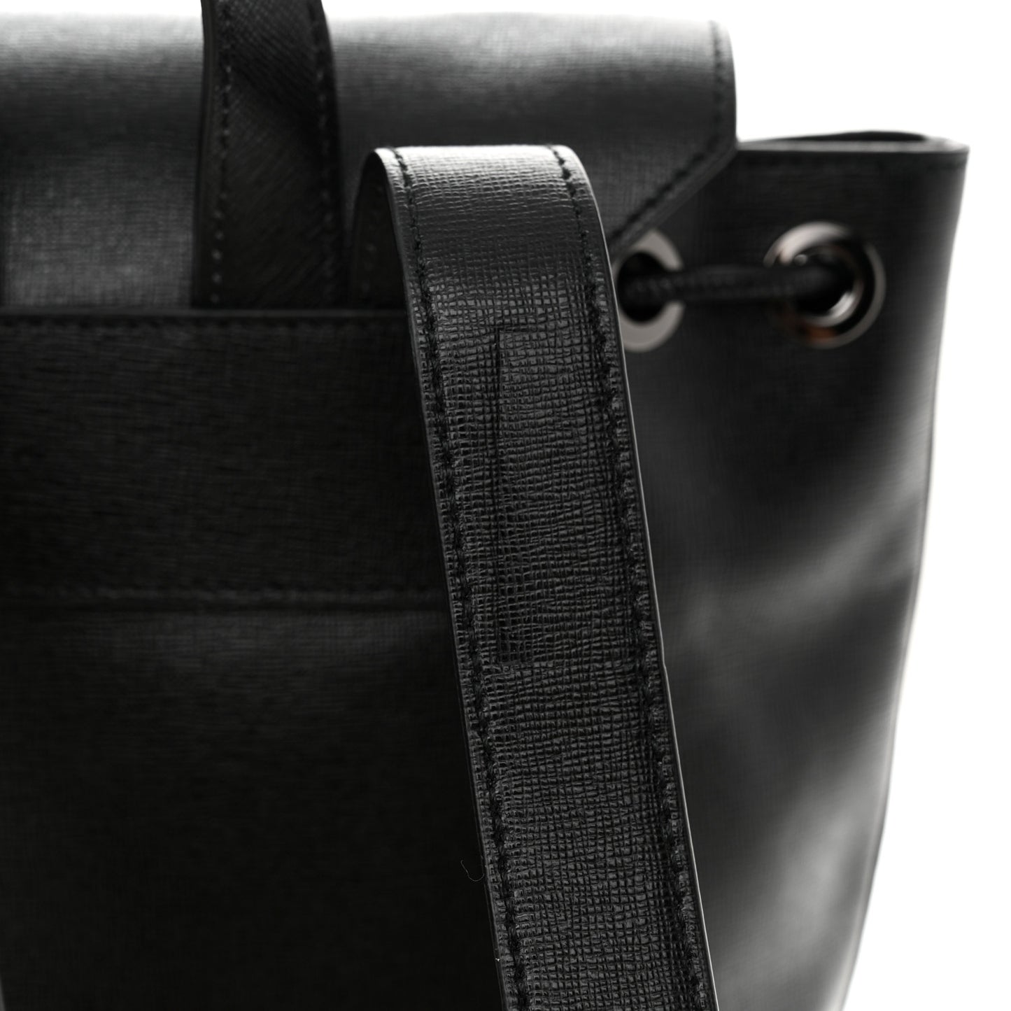 Saffiano Diag Backpack Black White