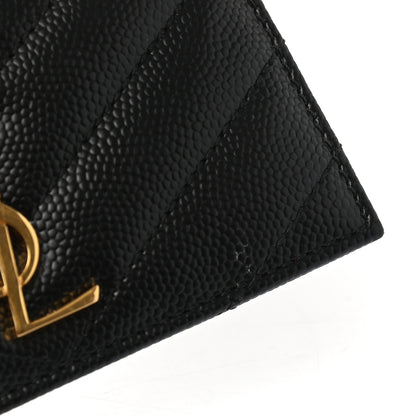 Saint Laurent Grain De Poudre Matelasse Chevron Monogram Credit Card Case Black 8 of 9