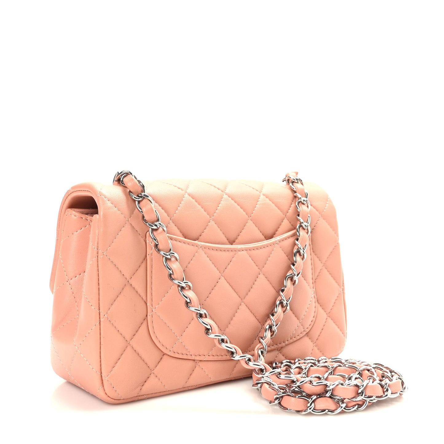 Lambskin Quilted Mini Rectangular Flap Light Pink