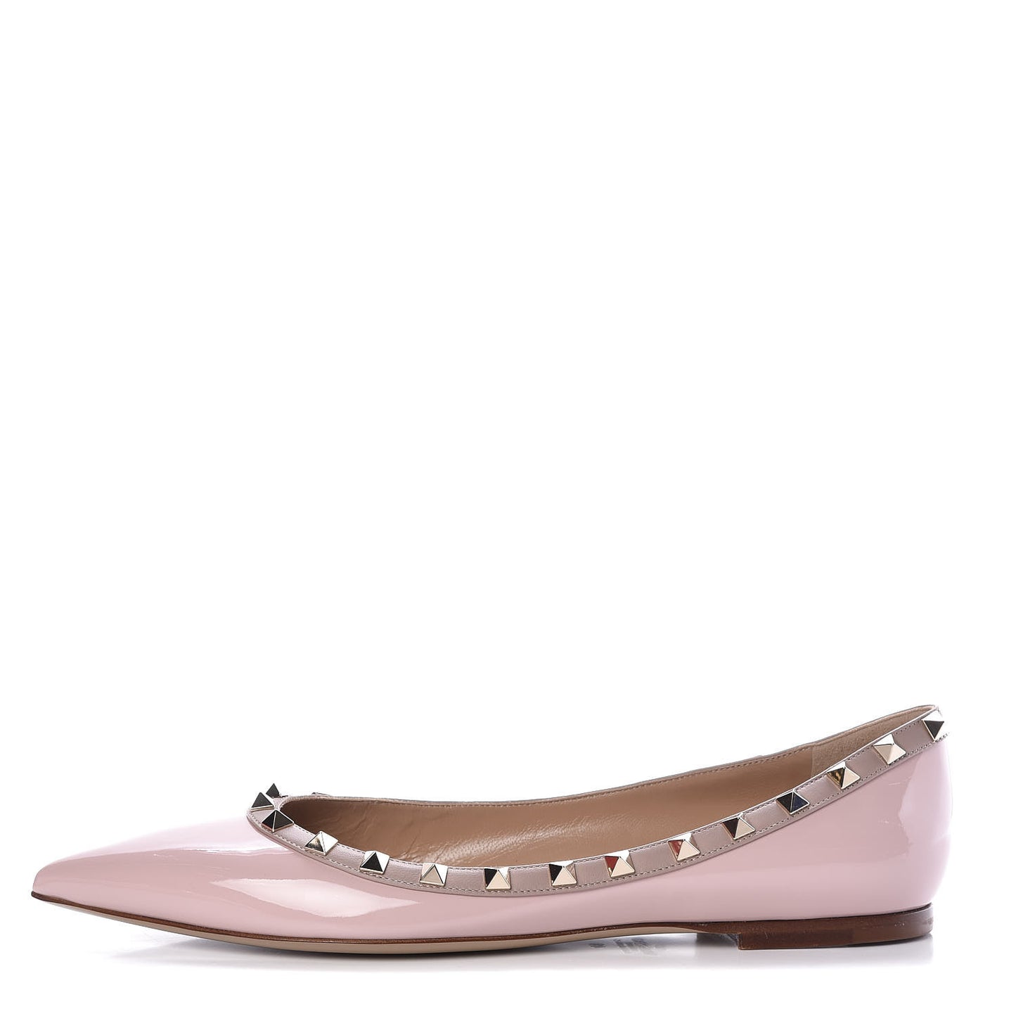 Patent Nappa Rockstud Ballerina Flats 41 Water Rose Poudre
