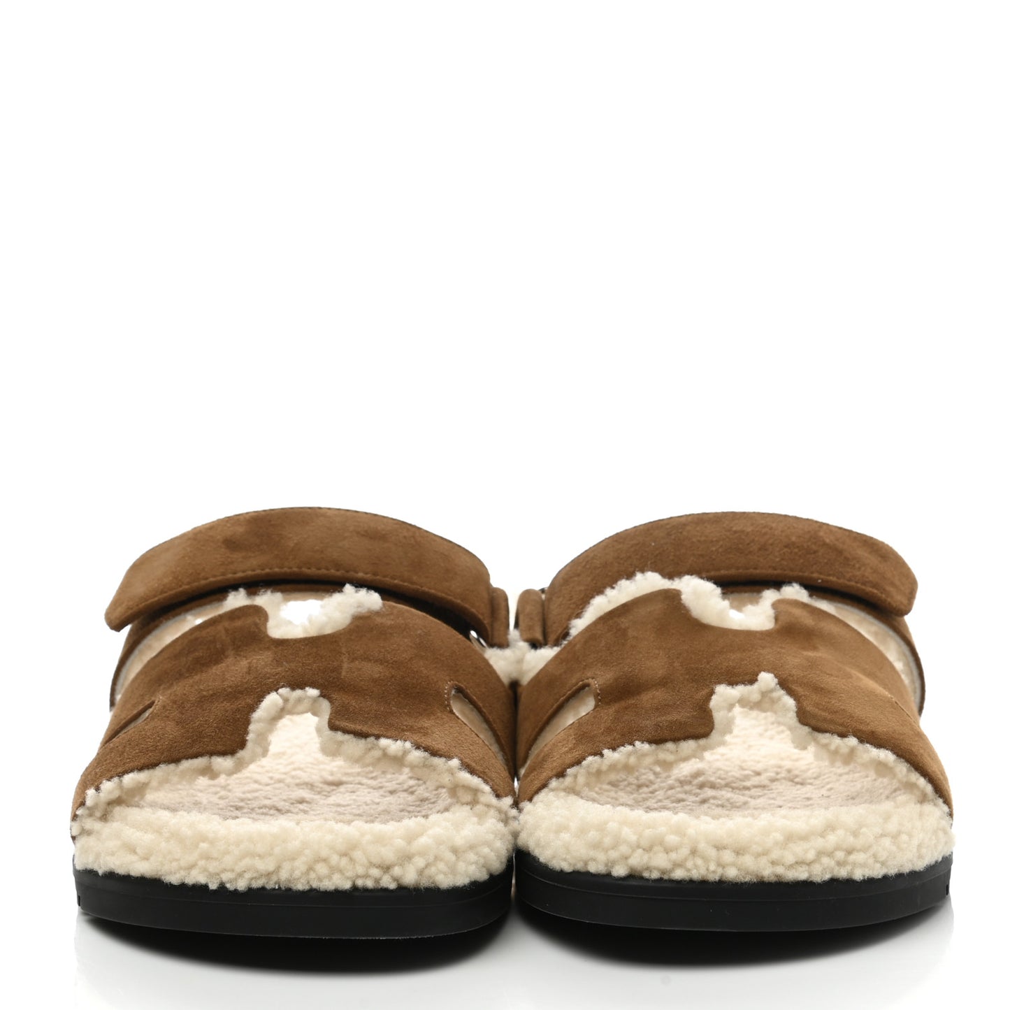 Suede Goatskin Woolskin Womens Chypre Sandals 40 Brun Fume Ecru