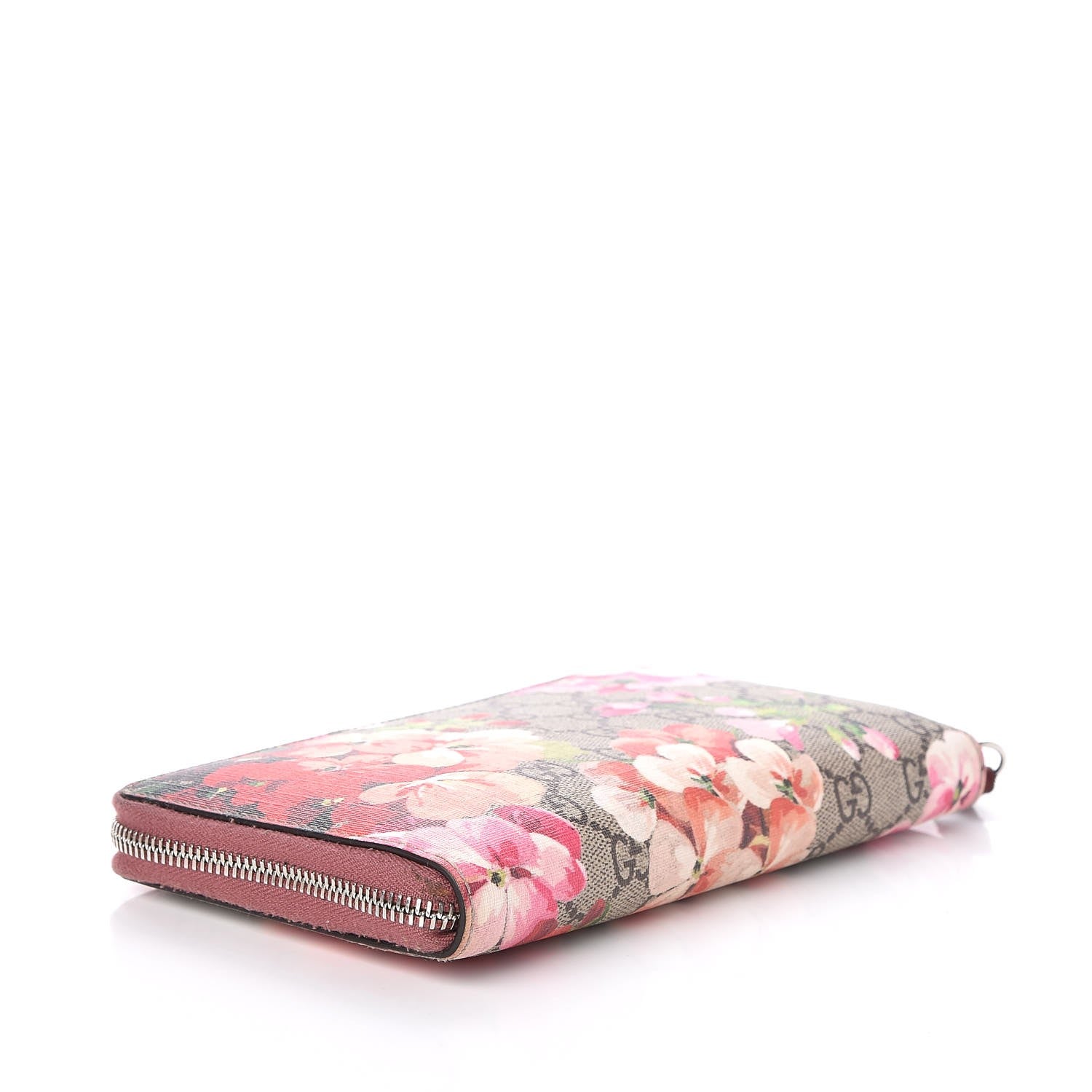 Gucci GG Supreme Monogram Blooms Zip Around Wallet Beige Multicolor Dry Rose 4 of 9
