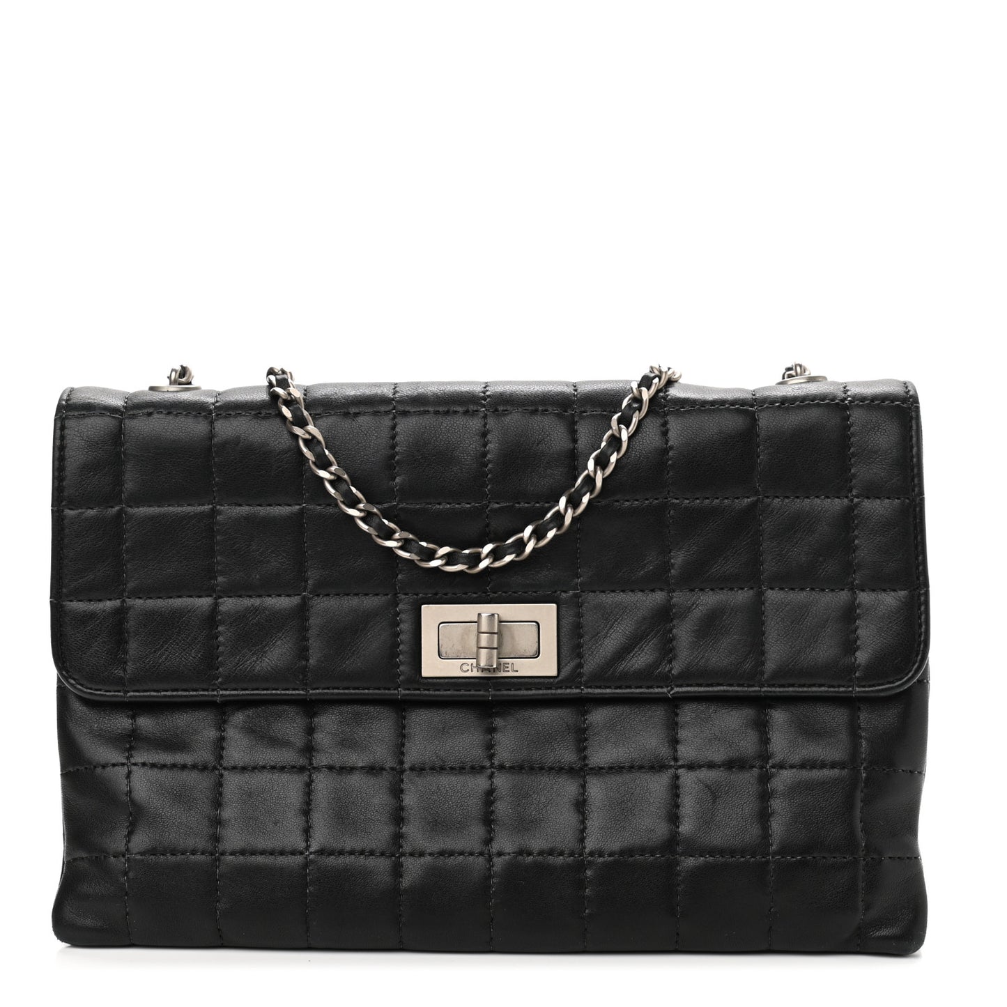 Lambskin Chocolate Bar Mademoiselle Flap Black