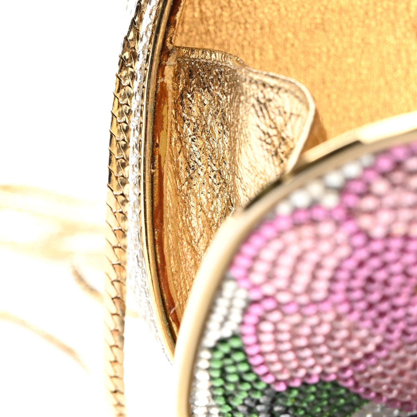 Crystal Flower Minaudiere Clutch Gold