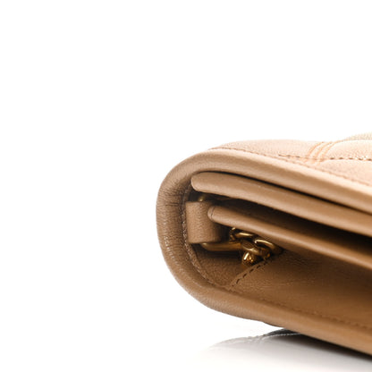Saint Laurent Lambskin Diamond Quilted Becky Chain Wallet Gold Sand 13 of 14