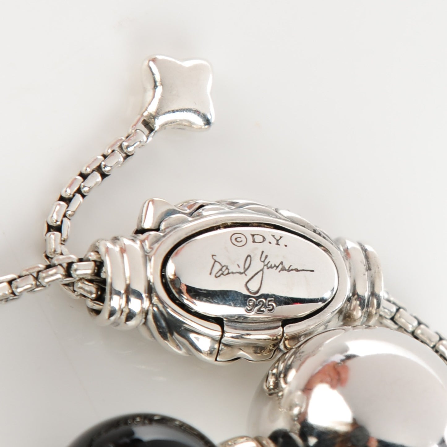 Sterling Silver Black Onyx Hematine 14mm Elements Bracelet