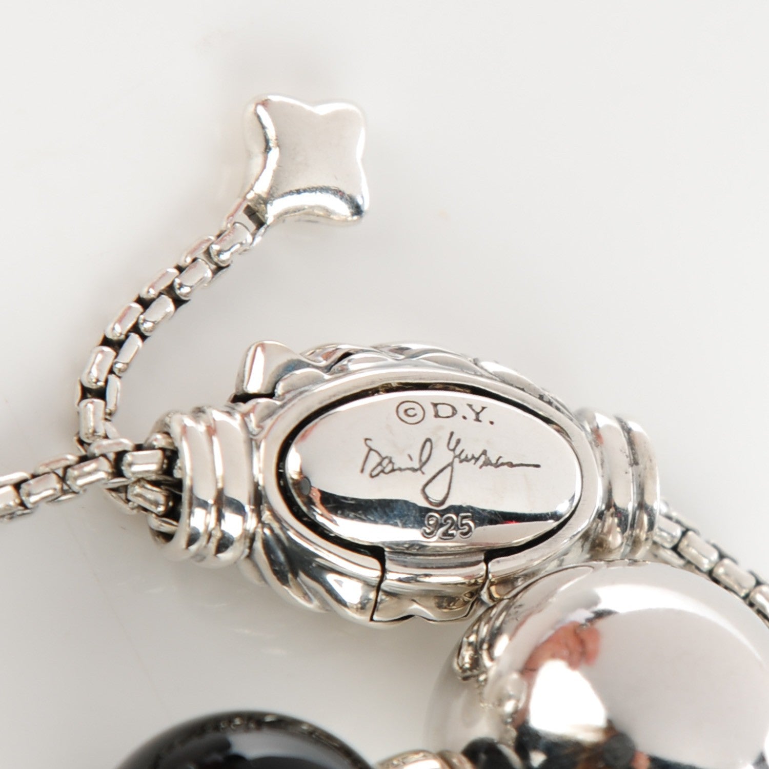 David Yurman Sterling Silver Black Onyx Hematine 14mm Elements Bracelet 4 of 6