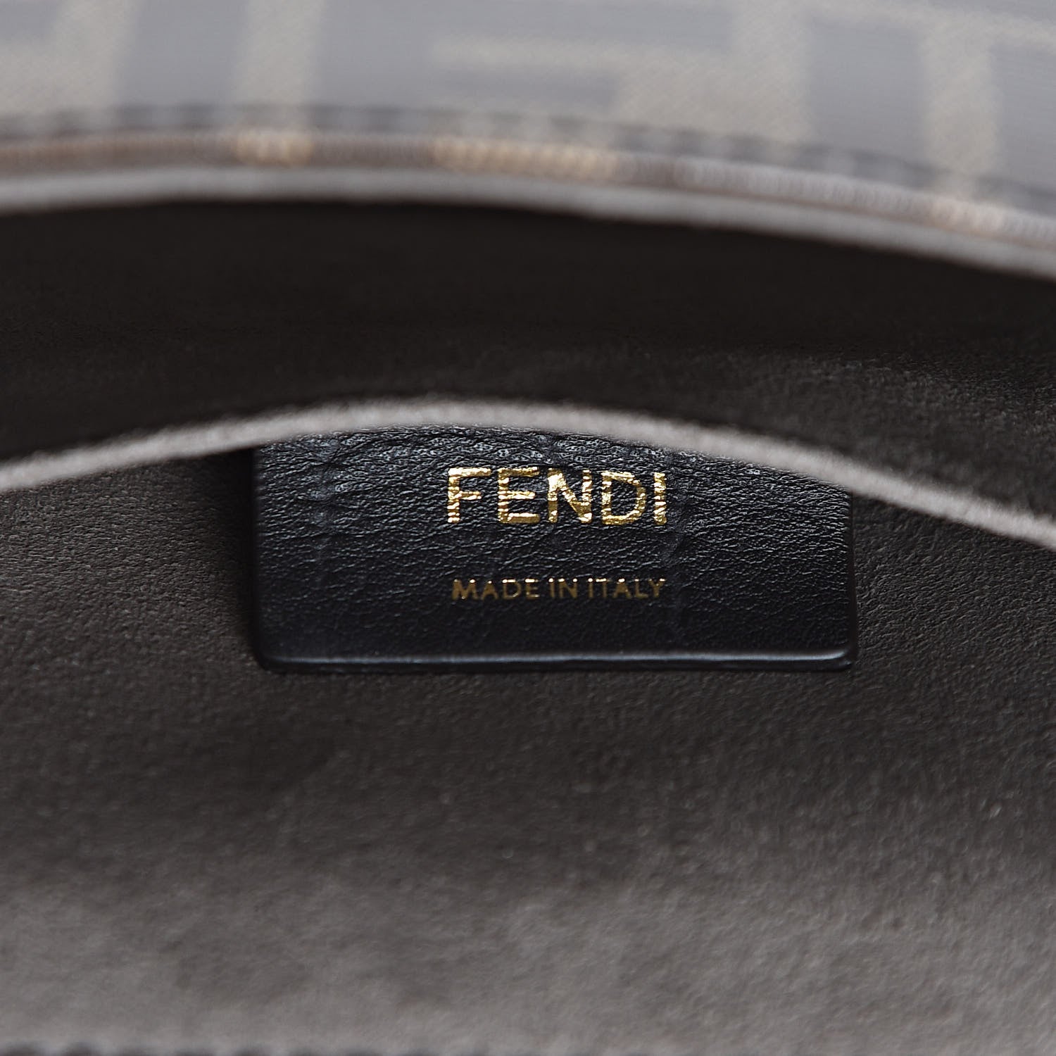 Fendi Vitello Grace Glazed Fabric FF 1974 Double F Shoulder Bag Black Mogano Panna 7 of 10
