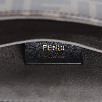Fendi Vitello Grace Glazed Fabric FF 1974 Double F Shoulder Bag Black Mogano Panna 7 of 10