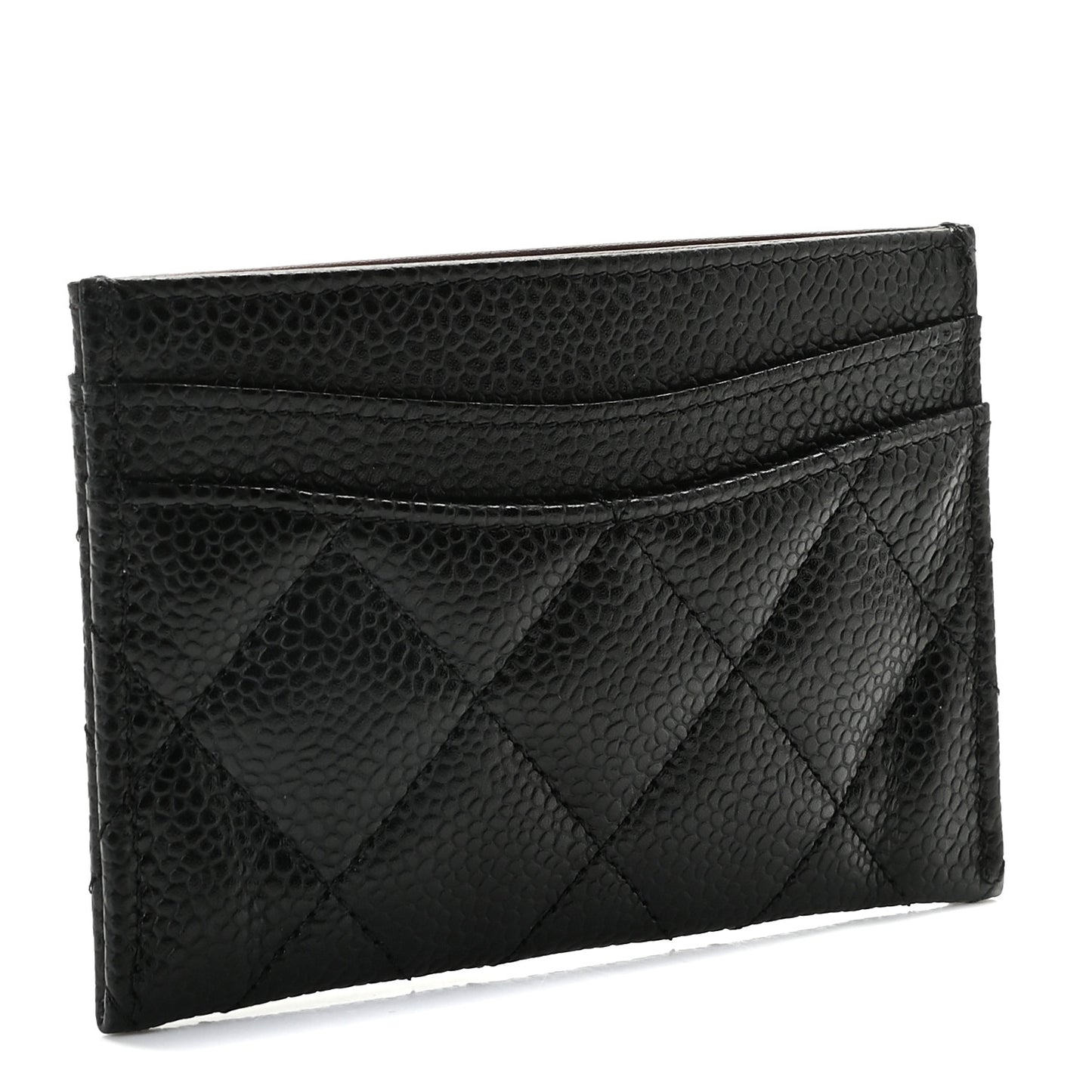 Caviar Quilted Card Holder Black