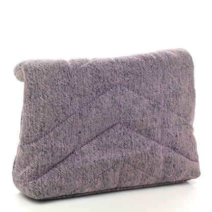 Saint Laurent Denim Quilted Loulou Puffer Monogram Pouch Clutch Bleached Lilac 4 of 11