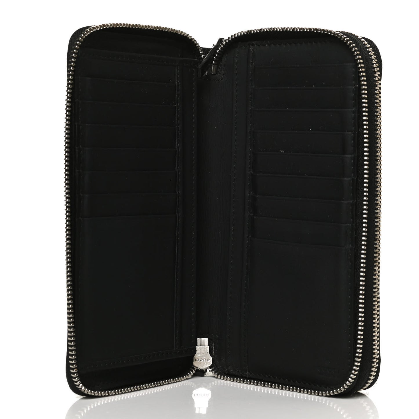 Guccissima Large Double Zip Around Wallet Black