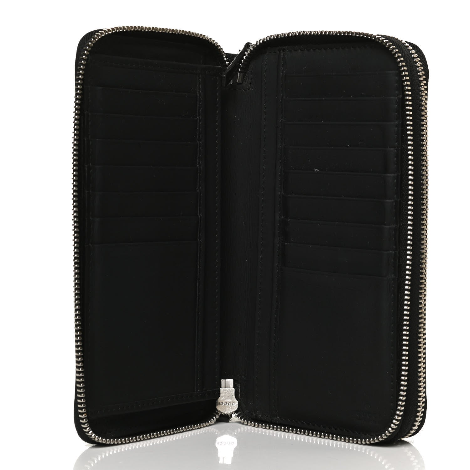 Gucci Guccissima Large Double Zip Around Wallet Black 5 of 11