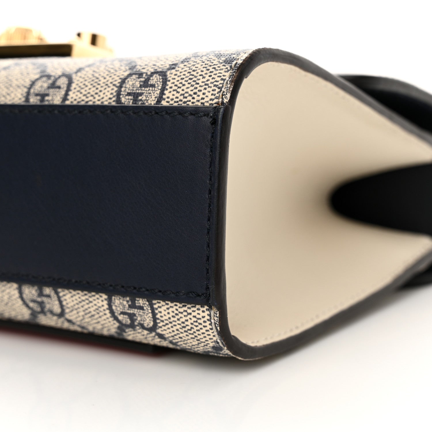 Gucci GG Supreme Monogram Moon Calfskin Small Padlock Shoulder Bag Beige Blue Mystic White Hibiscus Red 10 of 11