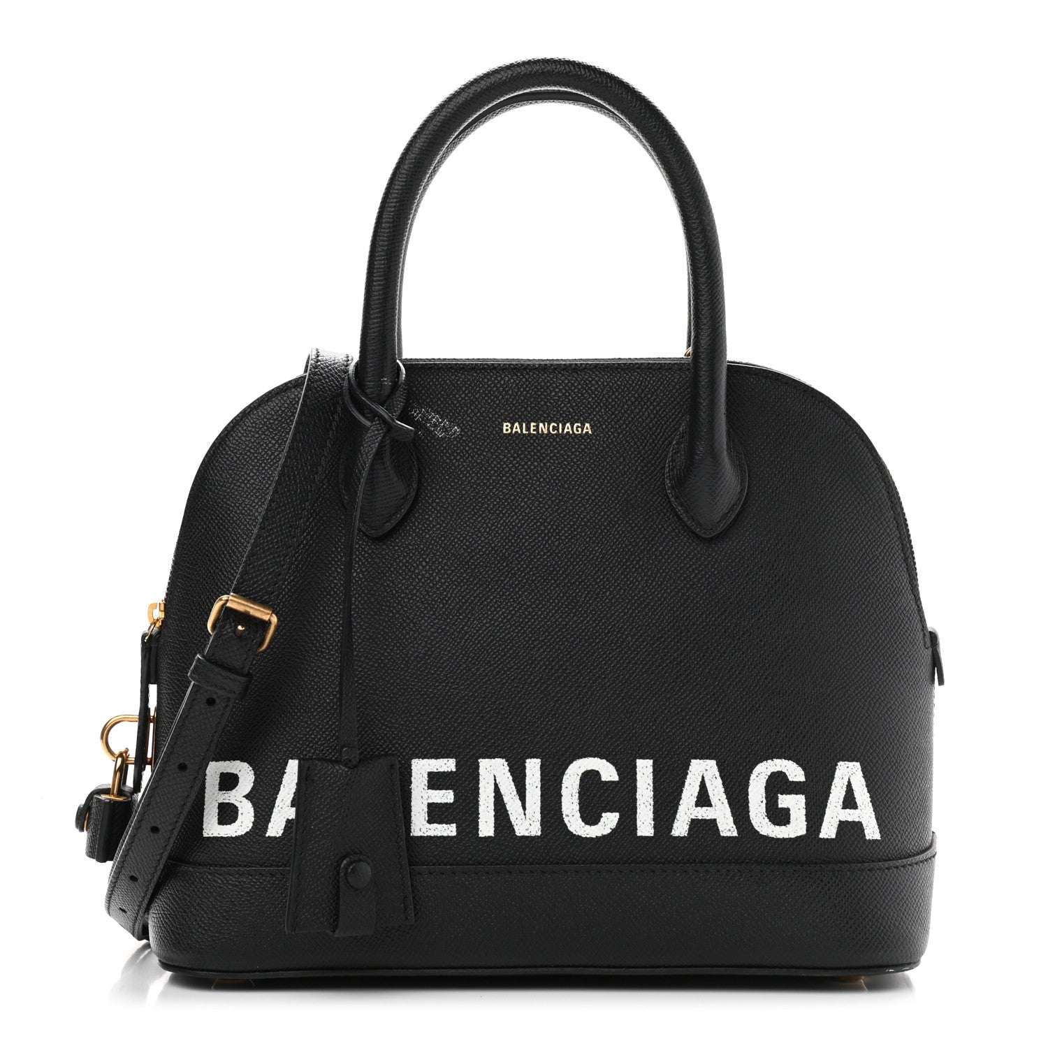 Balenciaga Signature Grained Calfskin Logo S Ville Top Handle Bag Black 1 of 12