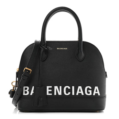 Balenciaga Signature Grained Calfskin Logo S Ville Top Handle Bag Black 1 of 12