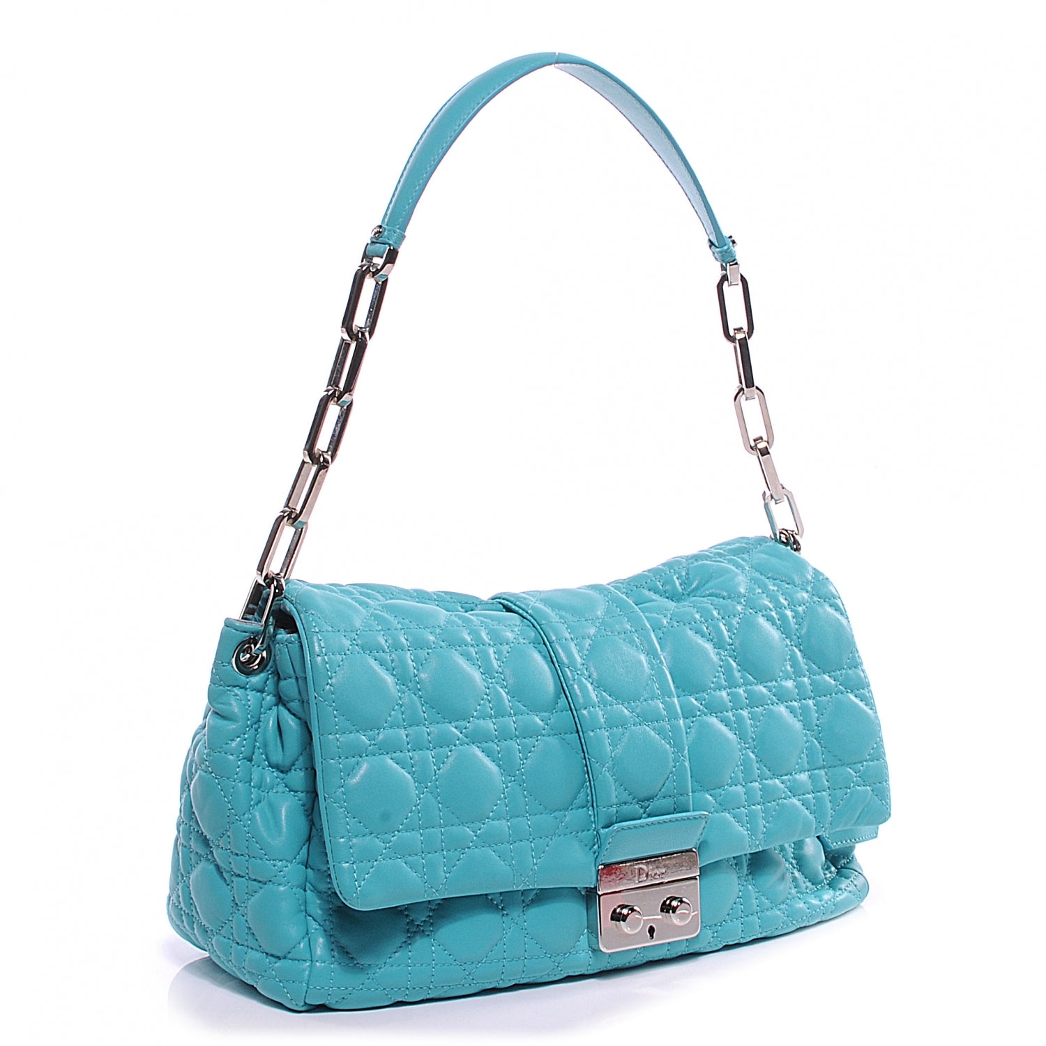 Christian Dior Lambskin Cannage New Lock Flap Bag Turquoise 11 of 13