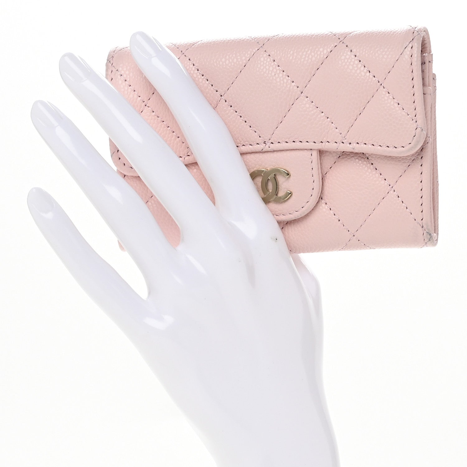 Chanel Caviar Quilted Flap Card Holder Wallet Light Pink 2 of 10