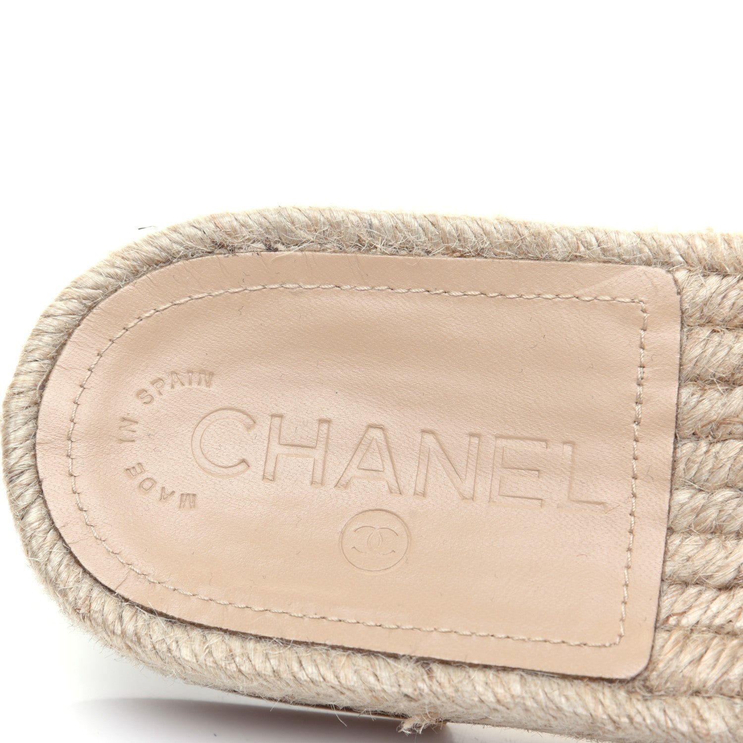 Chanel Metallic Tweed CC Espadrille Slip On Sandals 37 Beige Black 6 of 11